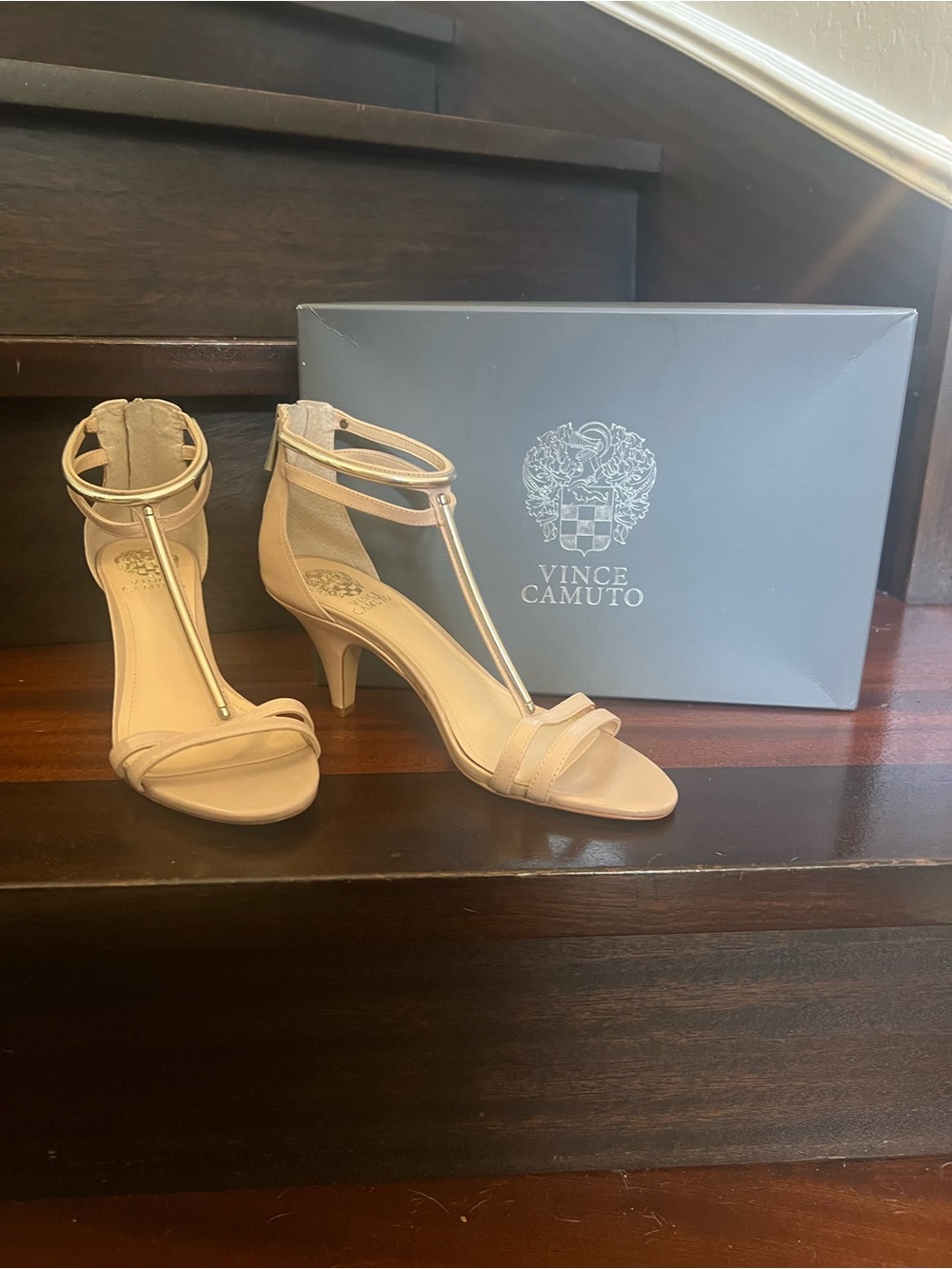 Vince Camuto Mitzy T-Strap Ankle Sandals-Nude/Pink Silver Hardware – Women’s 8.5 - Picture 5 of 8
